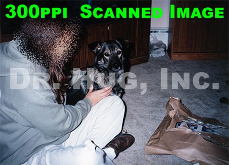 The same printed photo scanned at 300ppi for resolution comparison.